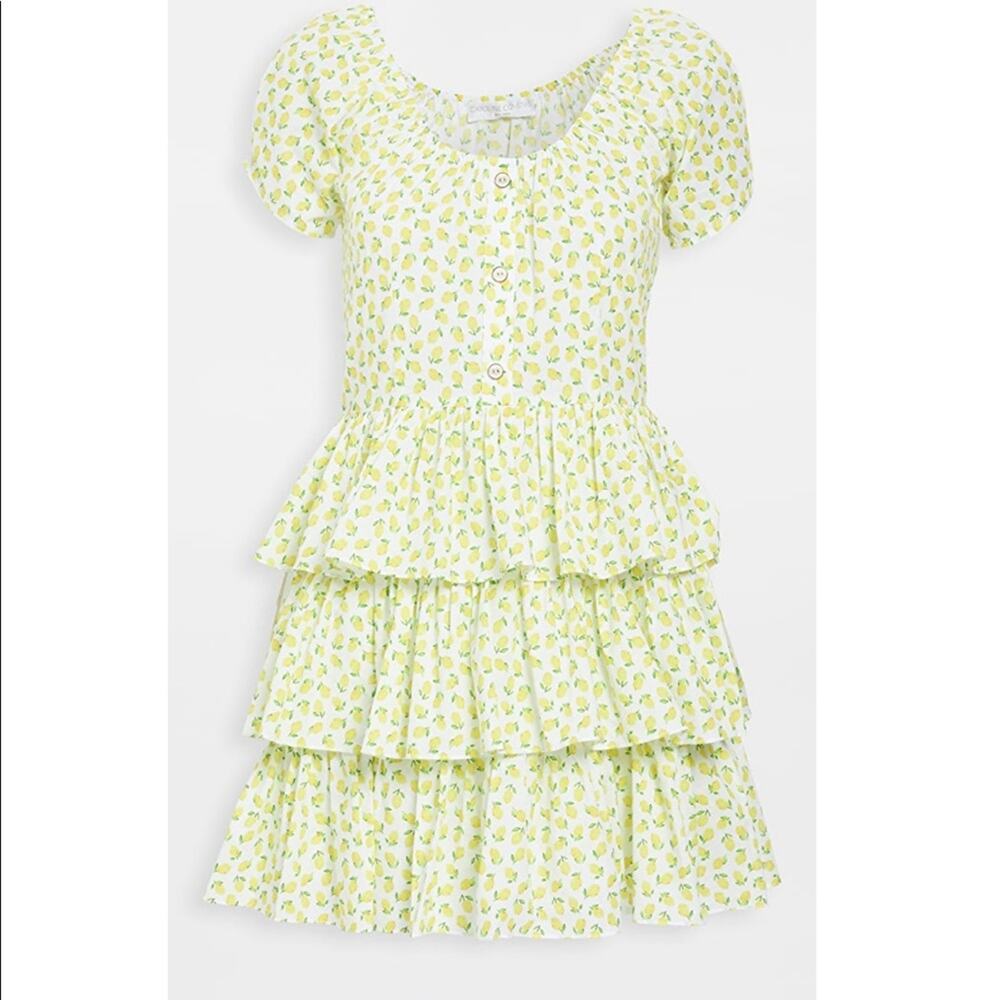 NWT Caroline Constas Crete Mini Dress Lemon Fruit XS